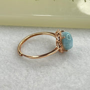 Natural Larimar in S925 Silver Rose Gold Color Ring (Adjustable Size) 1.97g 9.1 by 5.0mm - Huangs Jadeite and Jewelry Pte Ltd