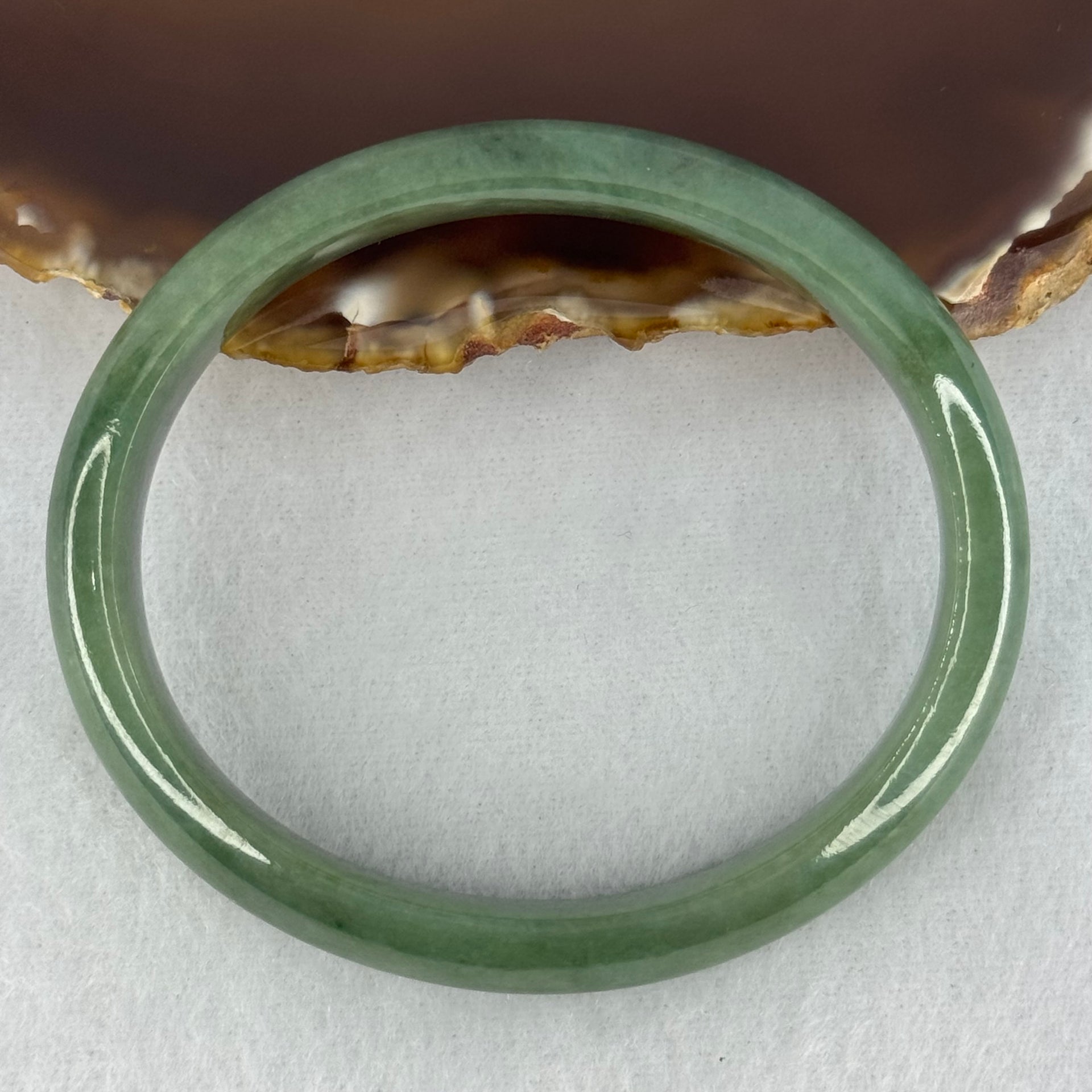 Type A Blueish Green Jadeite Oval Bangle Internal Diameter 58.7mm 38.10g 12.0 by 6.6mm (Very Fine Internal Lines) - Huangs Jadeite and Jewelry Pte Ltd