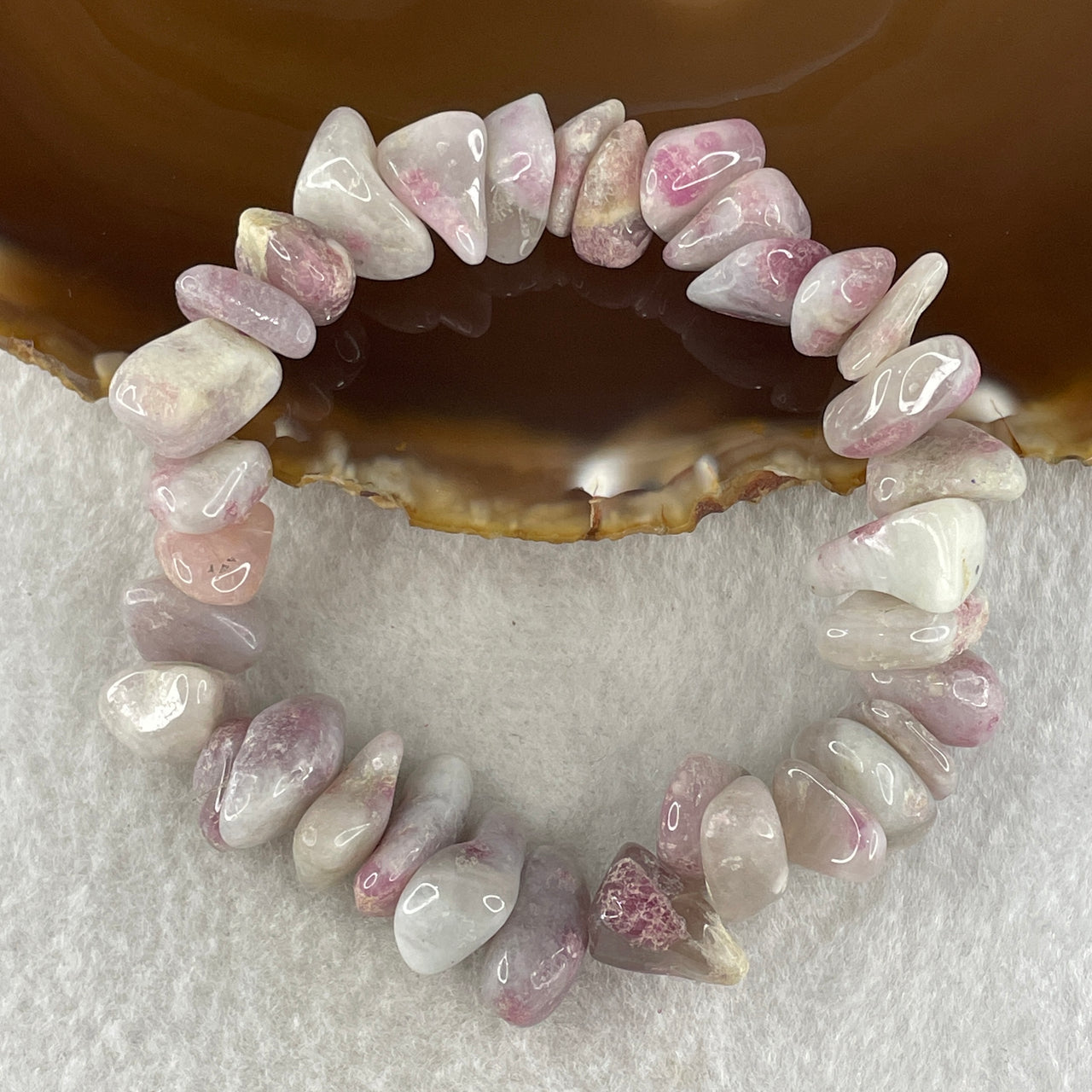 Natural Tourmaline Beads Irregular Bracelet 42.69g 15cm 12.6mm 34Beads - Huangs Jadeite and Jewelry Pte Ltd