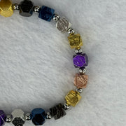 Natural Meteorite in Multi Color Blocks with Mini Stainless Steel Beads Bracelet 天然天铁手链 36.39g 16cm 6.4mm 19 pcs - Huangs Jadeite and Jewelry Pte Ltd