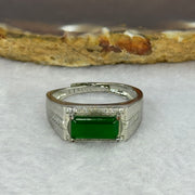 Type A Icy Green Jadeite with Crystals in S925 Sliver Ring (Adjustable Size) 3.54g 11.4 by 6.6 by 2.5mm - Huangs Jadeite and Jewelry Pte Ltd