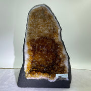 Natural Citrine Quartz Cave with Wooden Stand Display 6,743.8g 250.0 by 215.0 by 310.0mm - Huangs Jadeite and Jewelry Pte Ltd