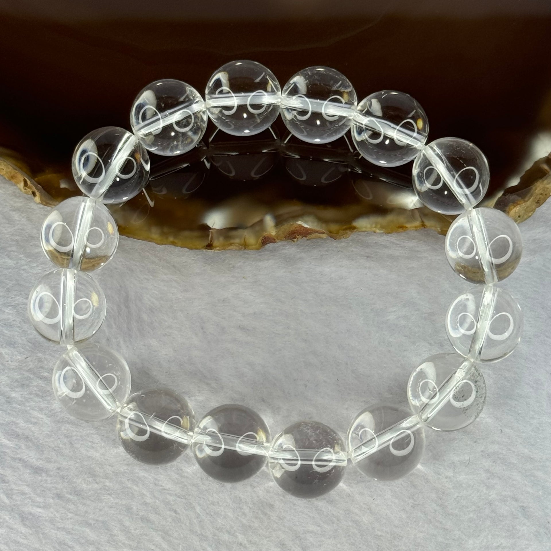 Natural Clear Quartz Beads Bracelet 天然白水晶手链 46.01g 17.5cm 12.9mm 16 Beads - Huangs Jadeite and Jewelry Pte Ltd