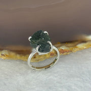 Natural Czech Republic Moldavite Meteorite Crystal in S925 Sliver Ring (Adjustable Size) 天然捷克陨石925银戒指 3.44g 15.9 by 11.4 by 7.8mm - Huangs Jadeite and Jewelry Pte Ltd