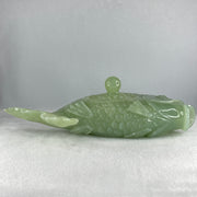 Natural Jelly Green Serpentine Carp Fish Pot Display 2,074.0g 310.0 by 183.0 by 98.0mm - Huangs Jadeite and Jewelry Pte Ltd