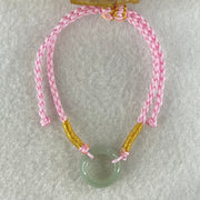 Type A Blueish Green Jadeite Ping An Kou Donut With String Bracelet 2.55g 15.1 by 6.2mm - Huangs Jadeite and Jewelry Pte Ltd