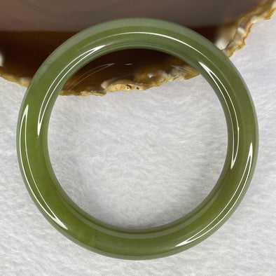 Natural Green Nephrite Bangle Inner Diameter 60.2mm 53.86g 10.2 by 10.2mm (Close to Perfect) - Huangs Jadeite and Jewelry Pte Ltd