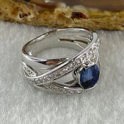 Natural Oval Blue Sapphire with Round Brilliant Cut Shape Diamonds in PT900 Platinum 15.38g Ring S2.386 with Melees D0.47 ct Total 19.93g US6.75 HK15 - Huangs Jadeite and Jewelry Pte Ltd