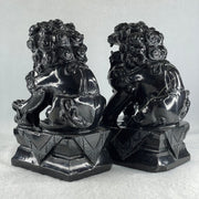 Black Pair of Fu Gou Display 3,541.2g Each about 75.0 by 100.0 by 172.0mm - Huangs Jadeite and Jewelry Pte Ltd