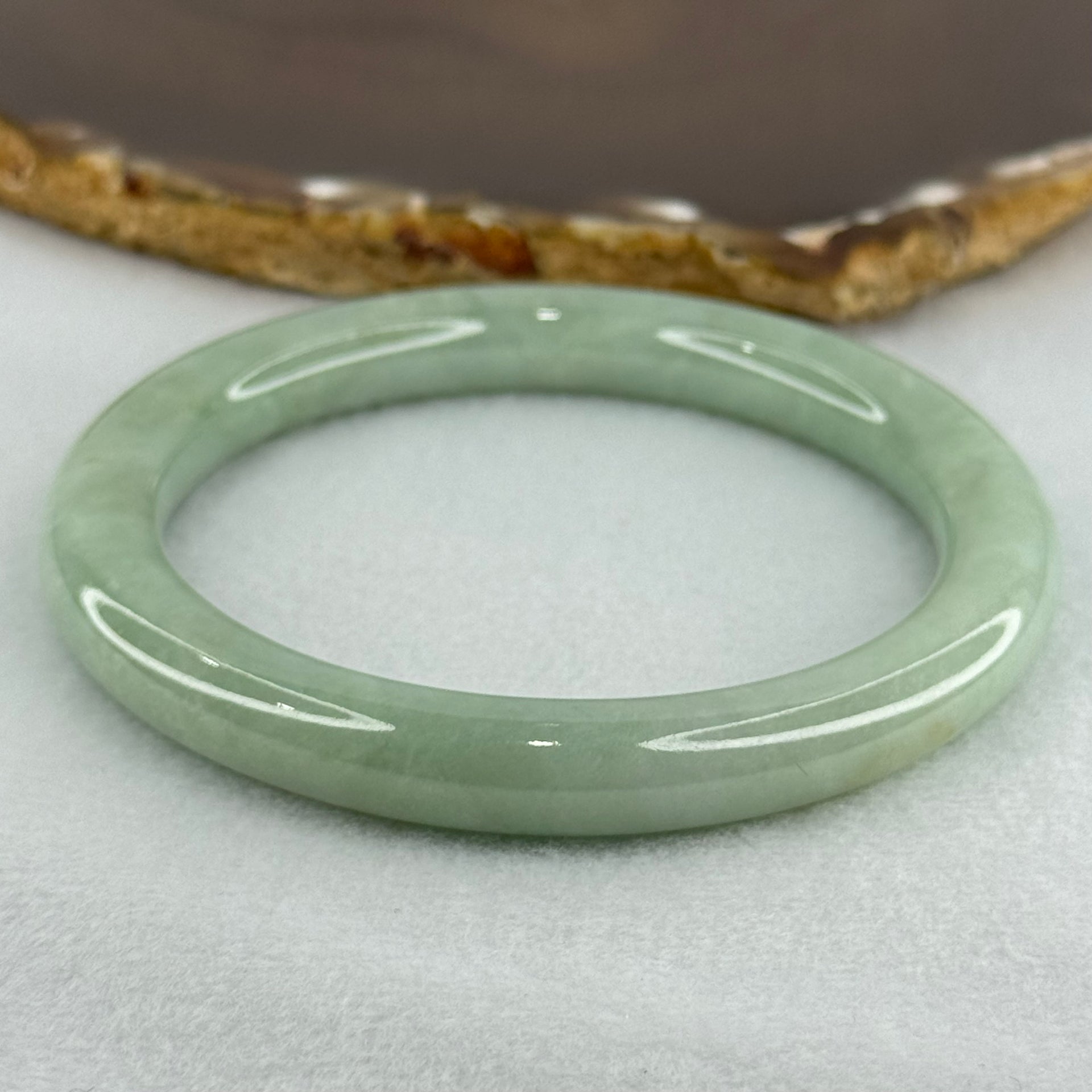 Type A Light Blueish Green Jadeite Bangle Internal Diameter 61.9mm 56.19g  9.6 by 9.9mm (Slight Internal Line) - Huangs Jadeite and Jewelry Pte Ltd