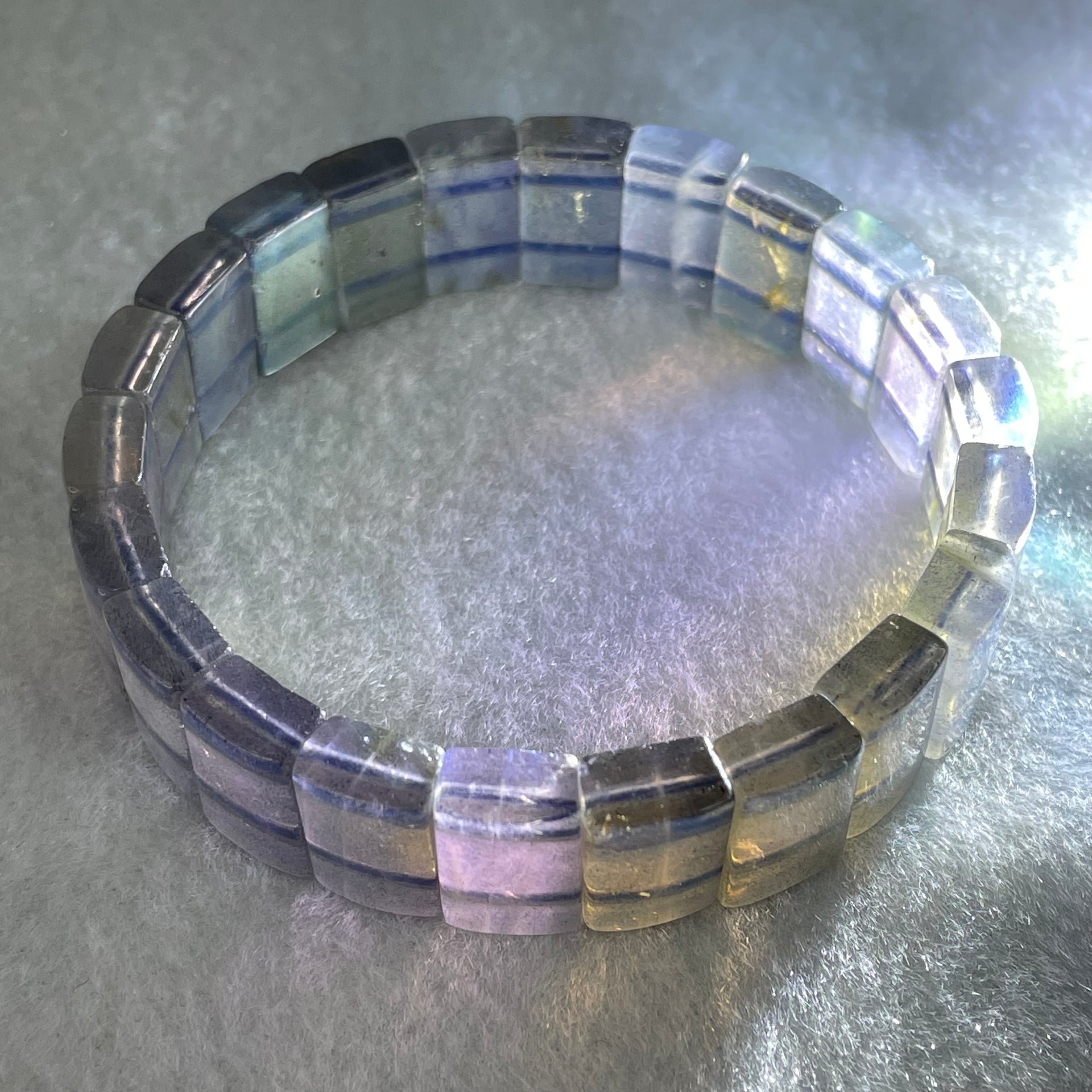 Good Grade Natural Labradorite Shou Pai Bracelet 32.387g 13.4 by 9.0mm 22 pcs - Huangs Jadeite and Jewelry Pte Ltd