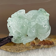 Type A Lavender with Blueish Green Piao Hua Jadeite Male Pixiu String Bracelet 10.87g 24.0 by 18.2 by 14.2mm - Huangs Jadeite and Jewelry Pte Ltd