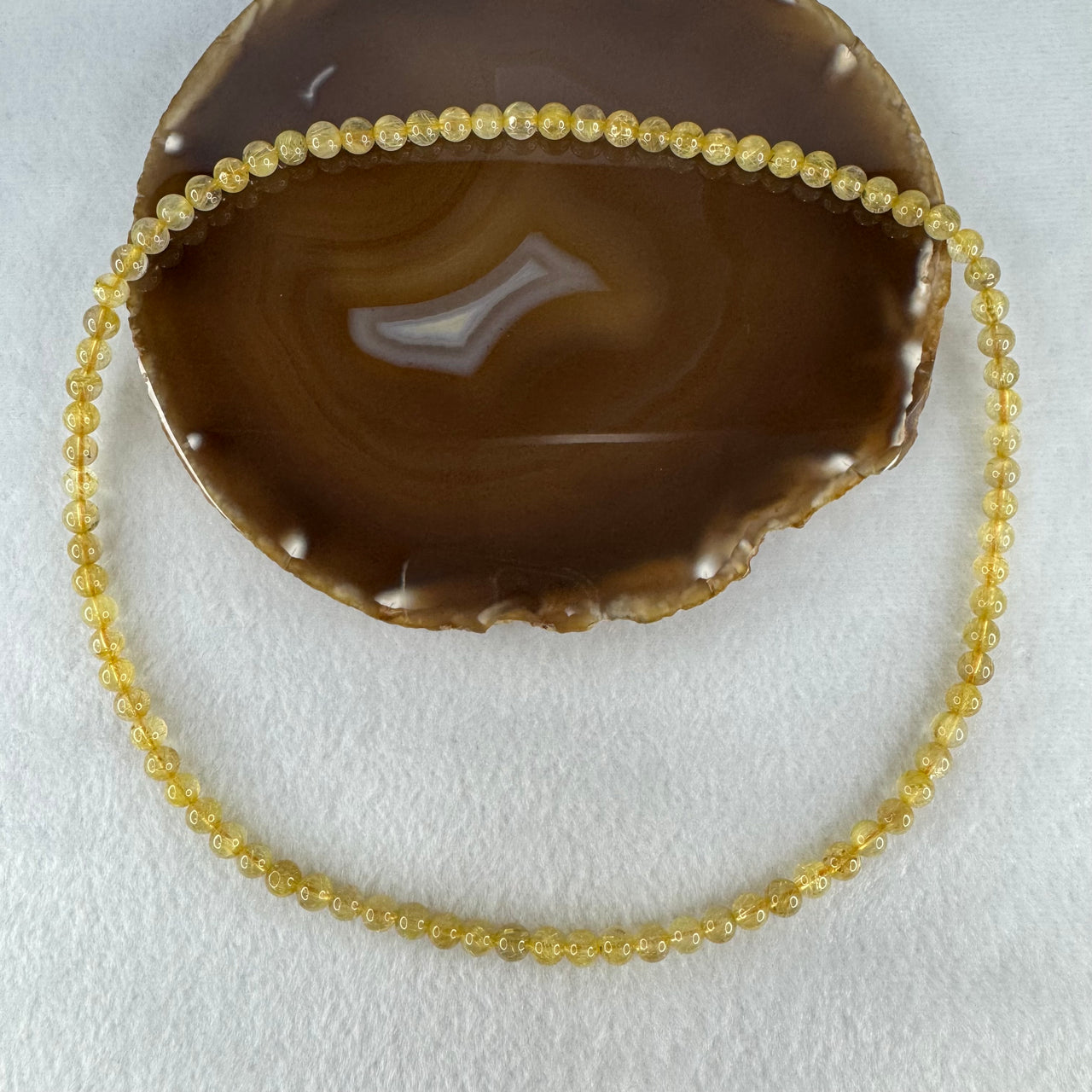 Good Grade Natural Golden Rutilated Quartz Beads Necklace | 6.9mm Golden Rutile Abundance Amulet (35.04g | 52cm Length | 85 Beads)
