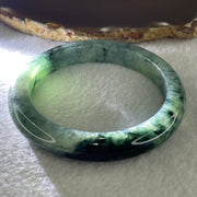 Certified Natural Type A Semi Icy Green with Dark Blueish Green Piao Hua Bangle 58.92g Internal Diameter 59.5mm 11.2 by 9.6mm (Internal Lines) - Huangs Jadeite and Jewelry Pte Ltd