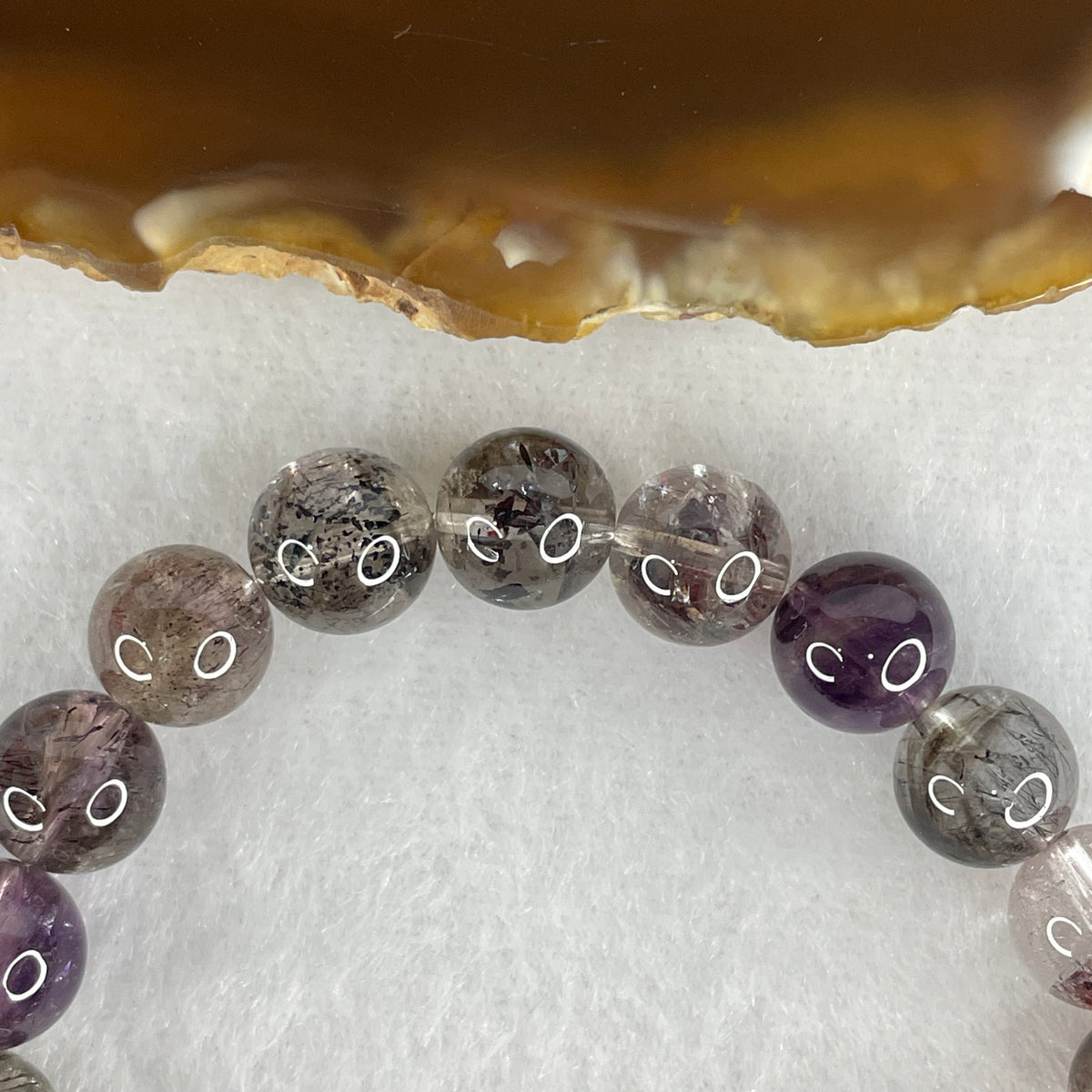 Certified Good Grade Natural Black Super 7 Crystal Beads Bracelet | 16cm Strand of 22 Beads 8.7mm (19.94g | Root Grounding, Manifestation & Aura Shield)