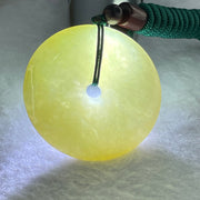 Type A Yellowish Green Jadeite Ping An Kou Donut Pendent 24.41g 43.0 by 7.1mm - Huangs Jadeite and Jewelry Pte Ltd
