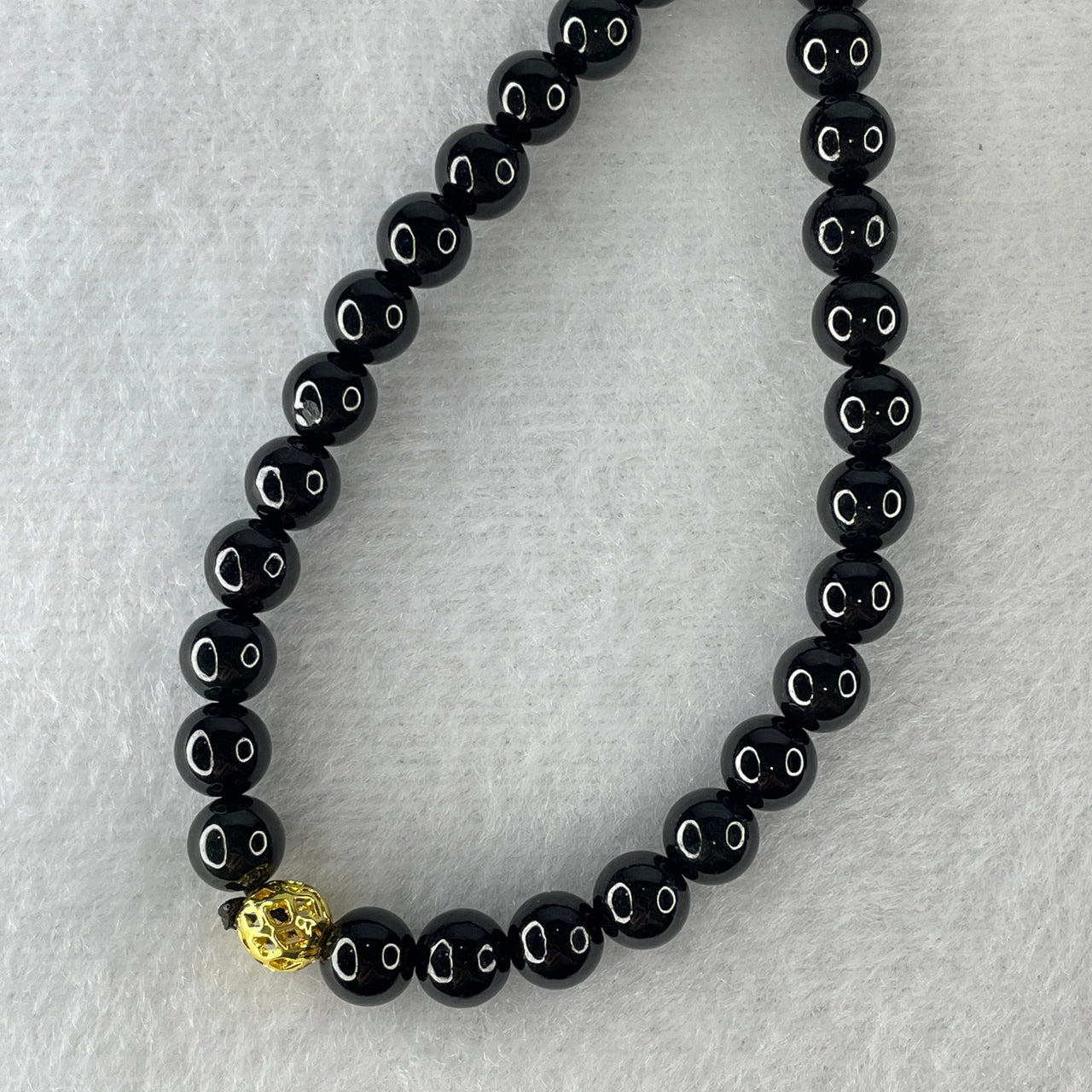 Certified Natural Type A Opaque Black Omphacite Jadeite Beads Necklace 45.77g 64cm 6.3mm 106 Beads