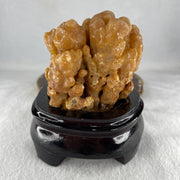 Natural Orange Calcite Rough Display with Wooden Stand 540.6g 109.7 by 94.1 by 123.0mm - Huangs Jadeite and Jewelry Pte Ltd