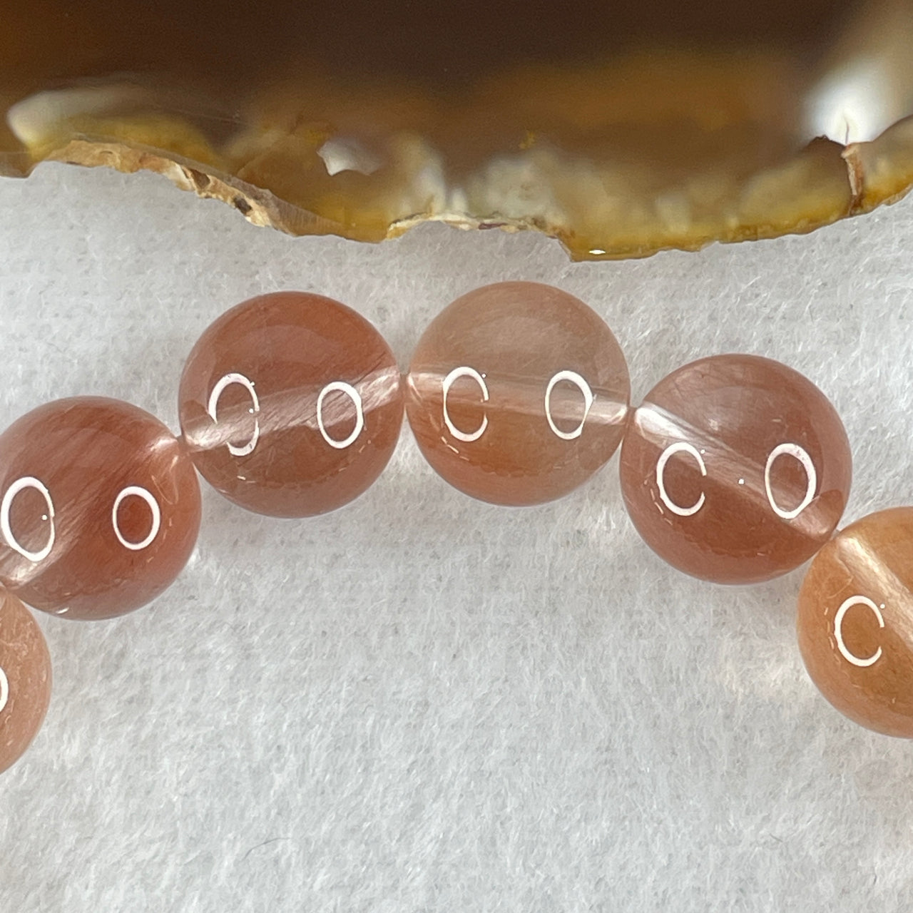 Good Grade Natural Pinkish Red Rabbit Hair Rutilated Quartz Beads Bracelet 42.18g 16.5cm 12.3mm 17 Beads