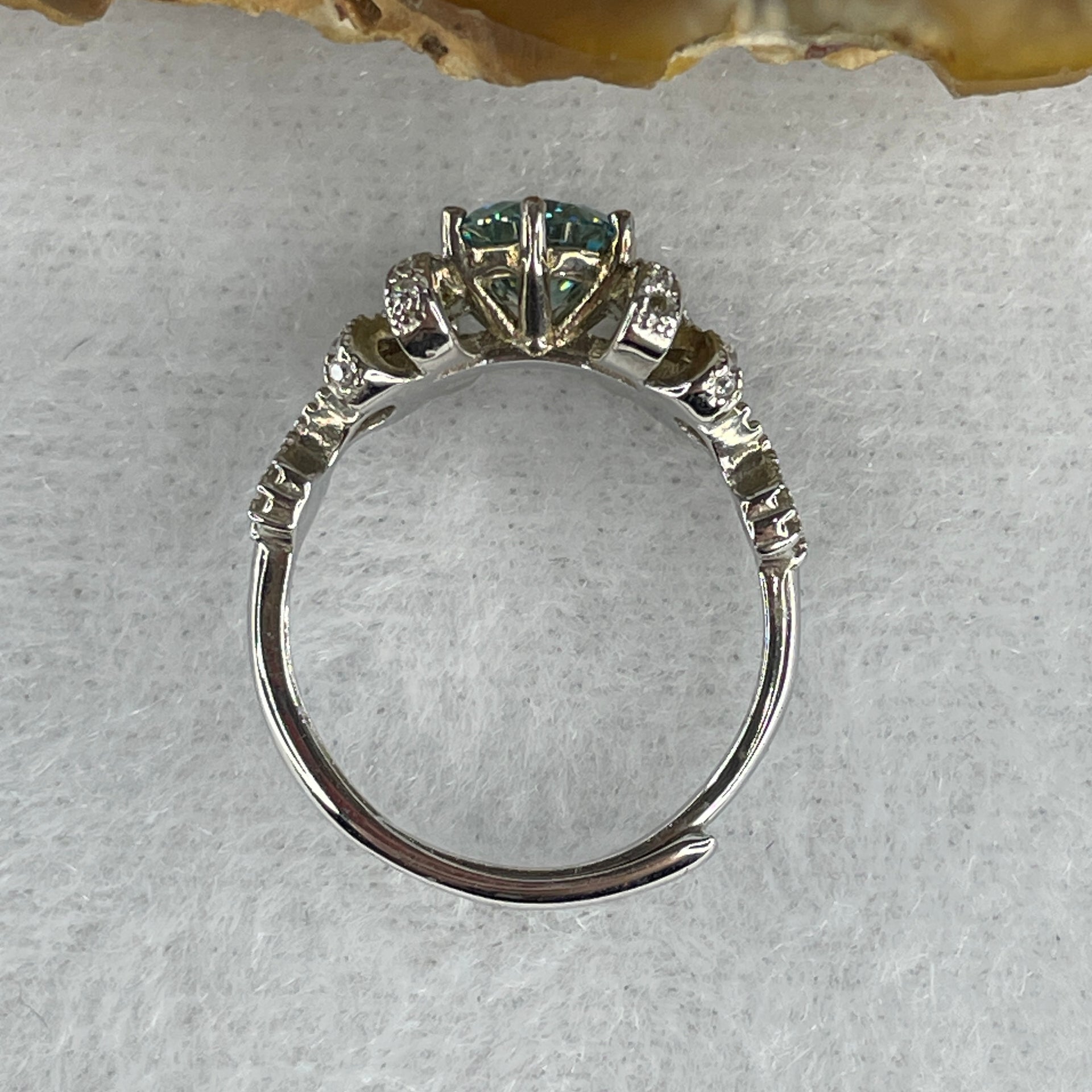 Blue Moissanite Ring in S925 Sliver 2.69g 6.7 by 4.5mm (Adjustable Size) - Huangs Jadeite and Jewelry Pte Ltd