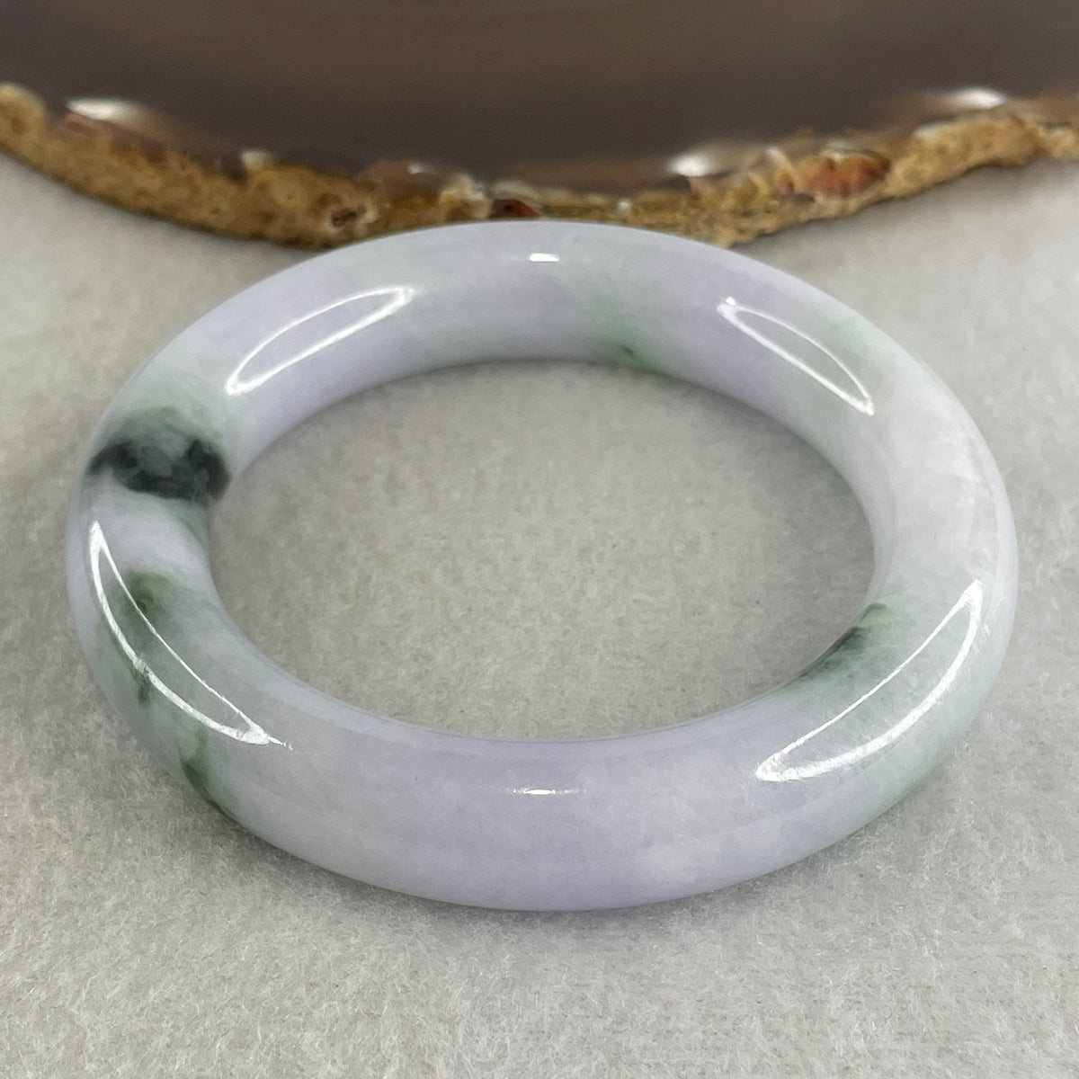 Certified Natural Type A Lavender with Apple & Dark Green Piao Hua Jadeite Full Round Bangle | 54.9mm Inner Diameter (79.73g | 13.0x11.6mm Crown, Heart & Third Eye Chakra Harmony, Noble Serenity & Wealth Shield)