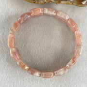 Above Average Natural Pink Flower Agate Shou Pai Bracelet 37.75g 17cm 17.8 by 13.1mm 15 Pieces (Slight External Rough) - Huangs Jadeite and Jewelry Pte Ltd
