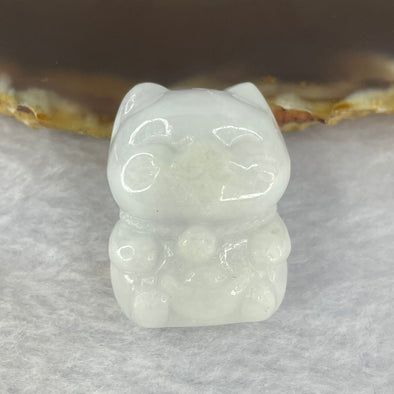 Type A Faint Lavender Green Jadeite Fortune Cat 招财猫 18.12g 29.3 by 22.4 by 12.9mm - Huangs Jadeite and Jewelry Pte Ltd