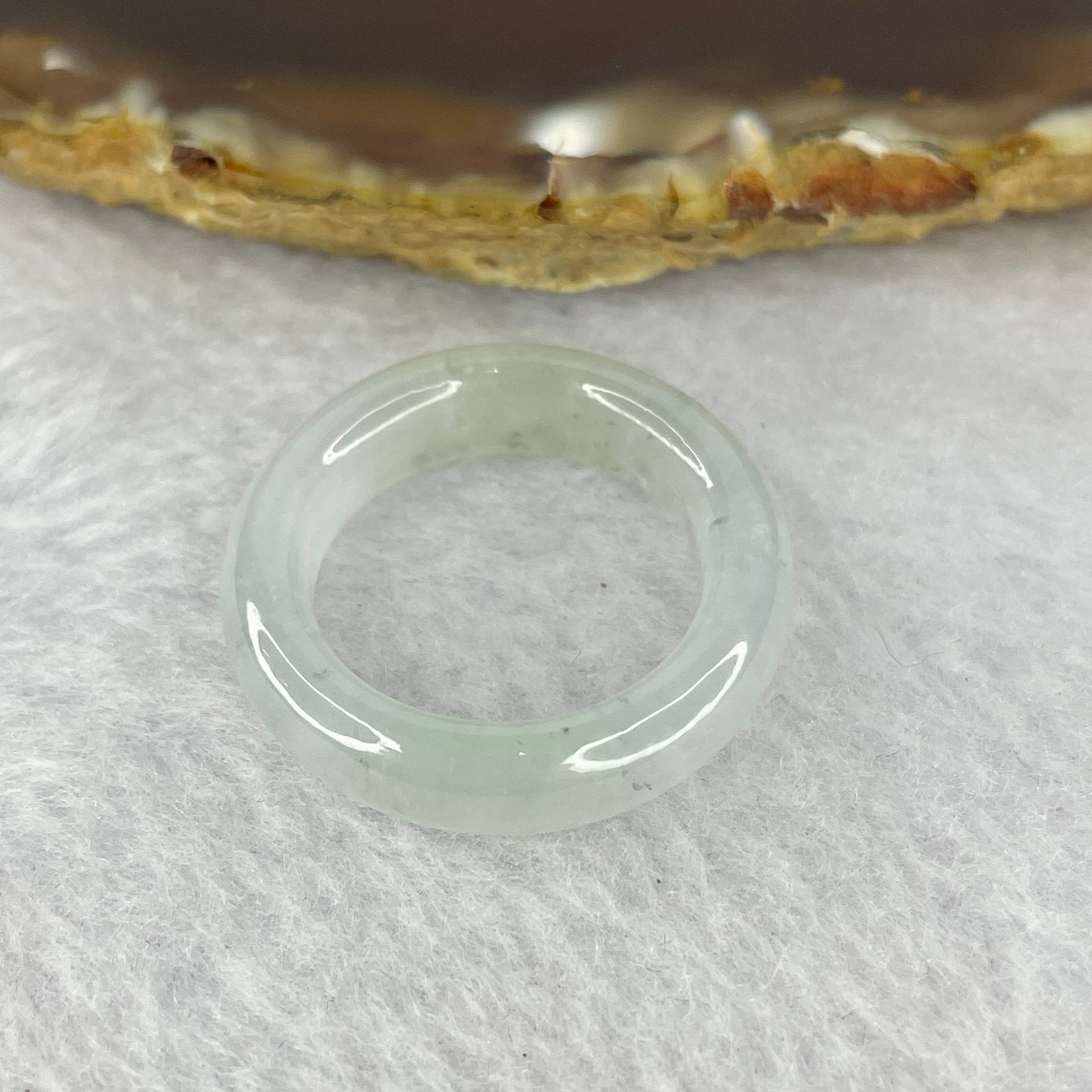 Type A Semi Icy Very Faint Green to Near White Jadeite Ring 4.74g 6.2 by 4.4g 6.2 by 4.4 mm US 8 / HK 18 (Close to Perfect) - Huangs Jadeite and Jewelry Pte Ltd