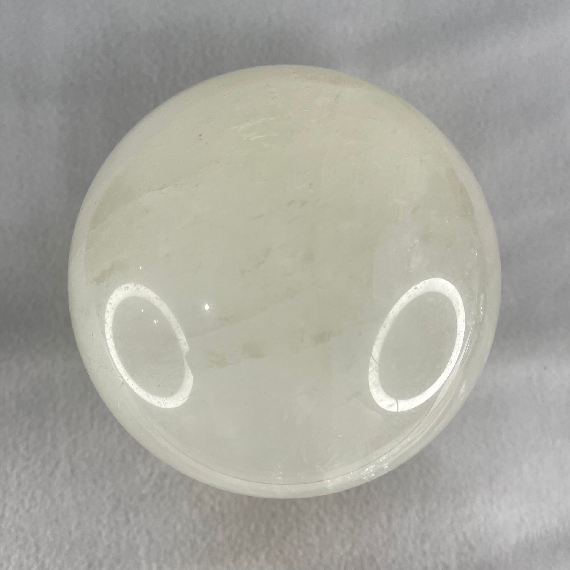 Natural Milky White Quartz Crystal Sphere Ball with Wooden Stand 1,624.0g 101.0 by 113.0mm - Huangs Jadeite and Jewelry Pte Ltd