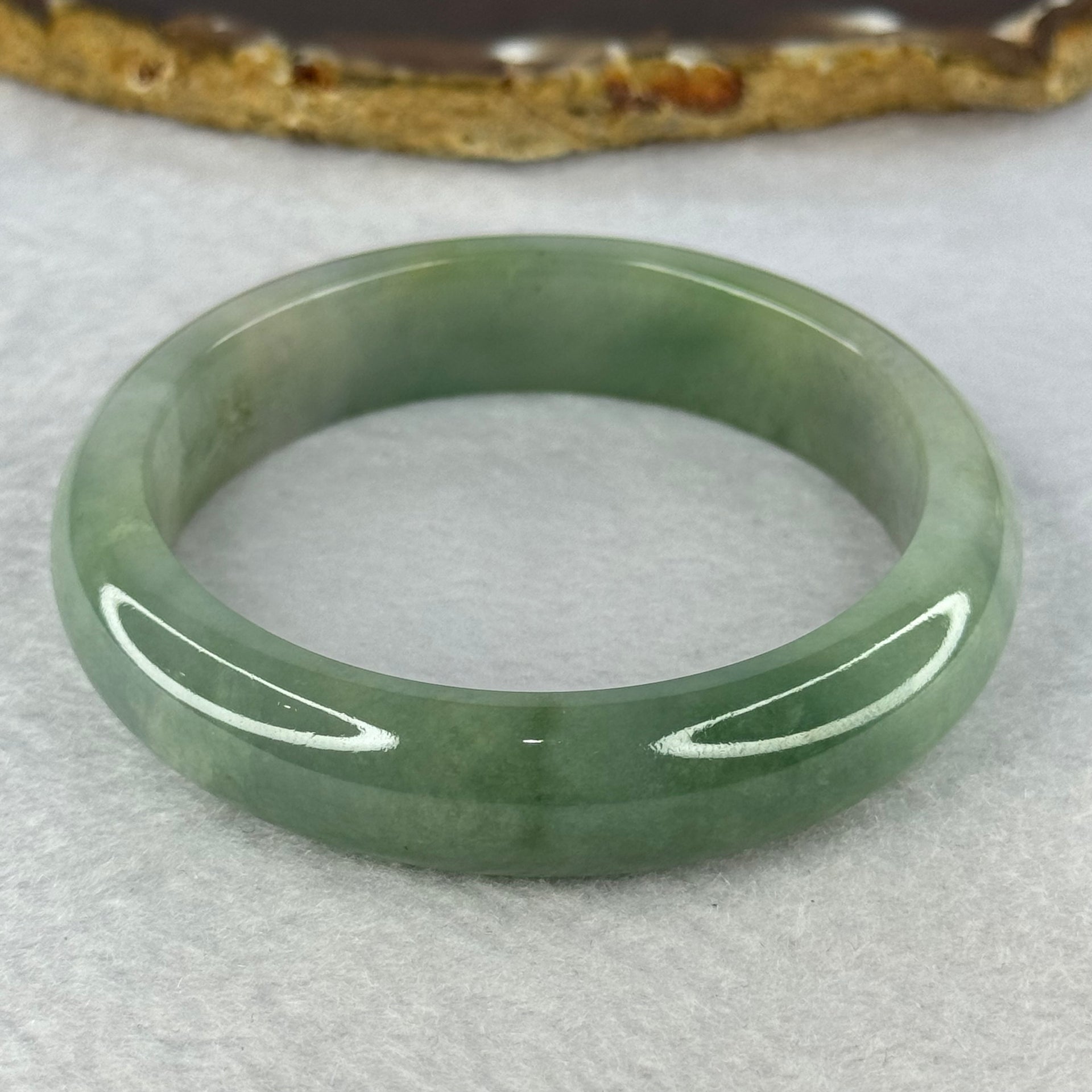Type A Green with Lavender and Yellow Jadeite Bangle Internal Diameter 55.3mm 59.32g 13.7 by 8.2mm (Very Fine Internal Line) - Huangs Jadeite and Jewelry Pte Ltd