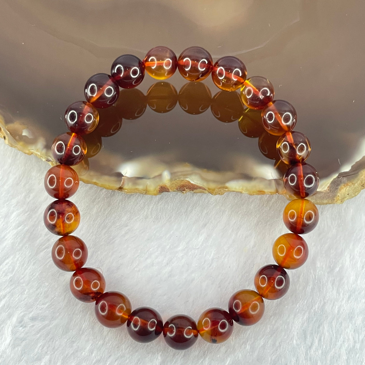 Natural Purple Amber Beads Bracelet 天然紫蜜琥珀手链 7.00g 15.5cm 8.4mm 23 Beads - Huangs Jadeite and Jewelry Pte Ltd