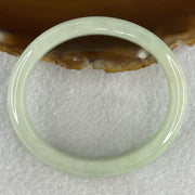 Natural Type A Light Apple Green Jadeite Oval Bangle 32.89g Inner Diameter 55.1mm Thickness 9.9 by 6.8mm (Close to Perfect) - Huangs Jadeite and Jewelry Pte Ltd