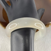 Natural White Agate Bangle | (64.79g | 54.8mm ID | 17.5 x 9.4mm | Close to Perfect | Auric Purification & Sovereign Serenity Anchor, Feng Shui Peace & Executive Wide Statement Bangle) - Huangs Jadeite and Jewelry Pte Ltd