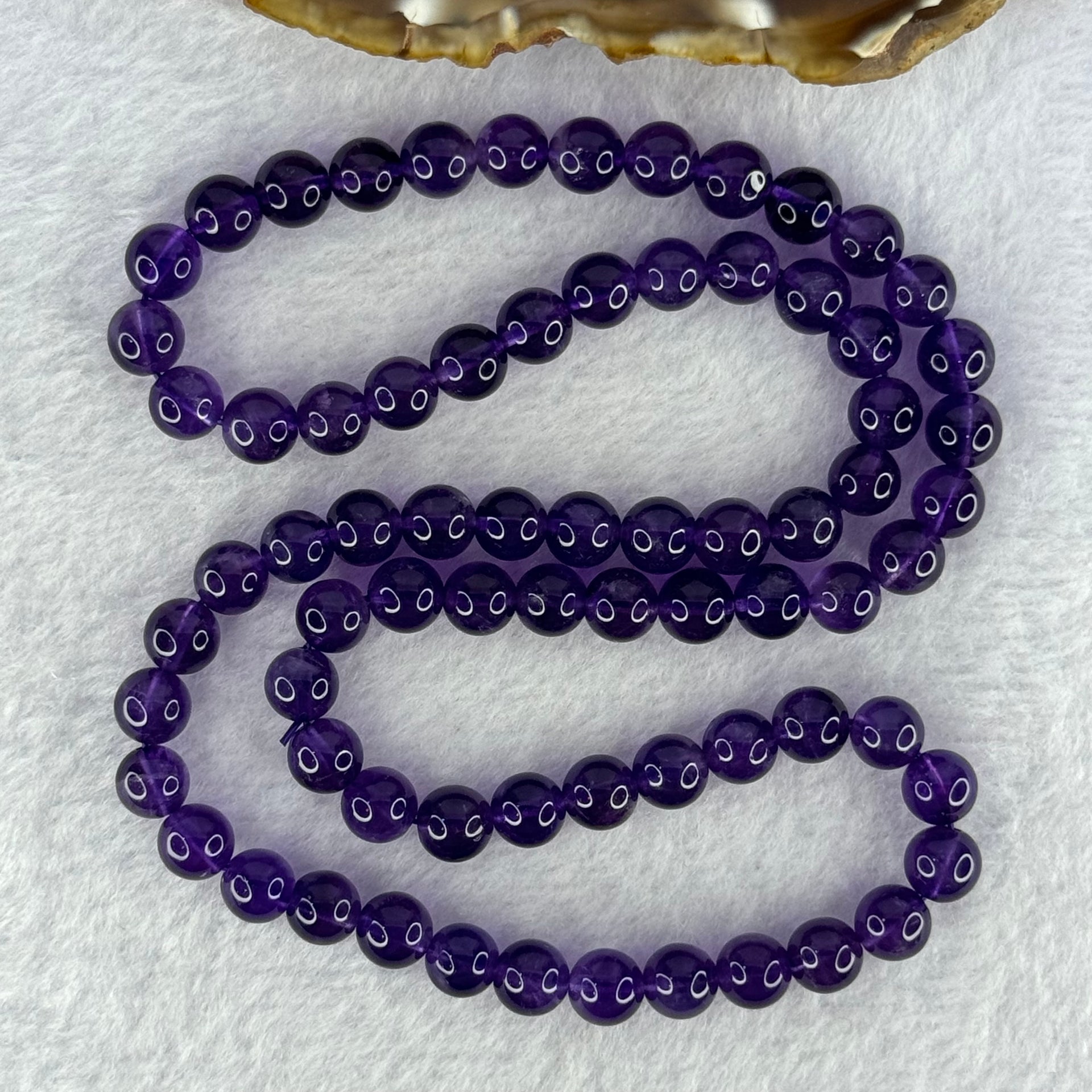 Good Grade Natural Amethyst Necklace 45.90g 53cm 7.9mm 73 Beads - Huangs Jadeite and Jewelry Pte Ltd