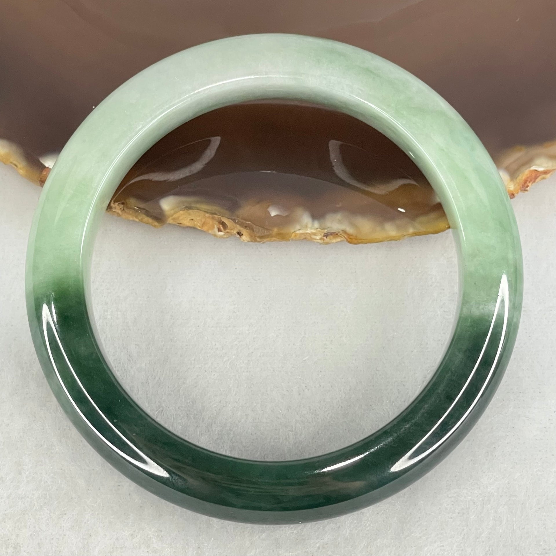 Type A Green and Dark Blueish Green Jadeite Bangle Internal Diameter 54.2mm 78.67g 11.1 by 9.3mm (Slight Internal Lines) - Huangs Jadeite and Jewelry Pte Ltd