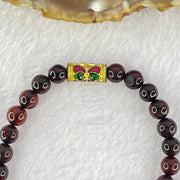 Natural Blood Red Amber Beads Bracelet 5.48g 15.5cm 6.5mm 28 Beads - Huangs Jadeite and Jewelry Pte Ltd
