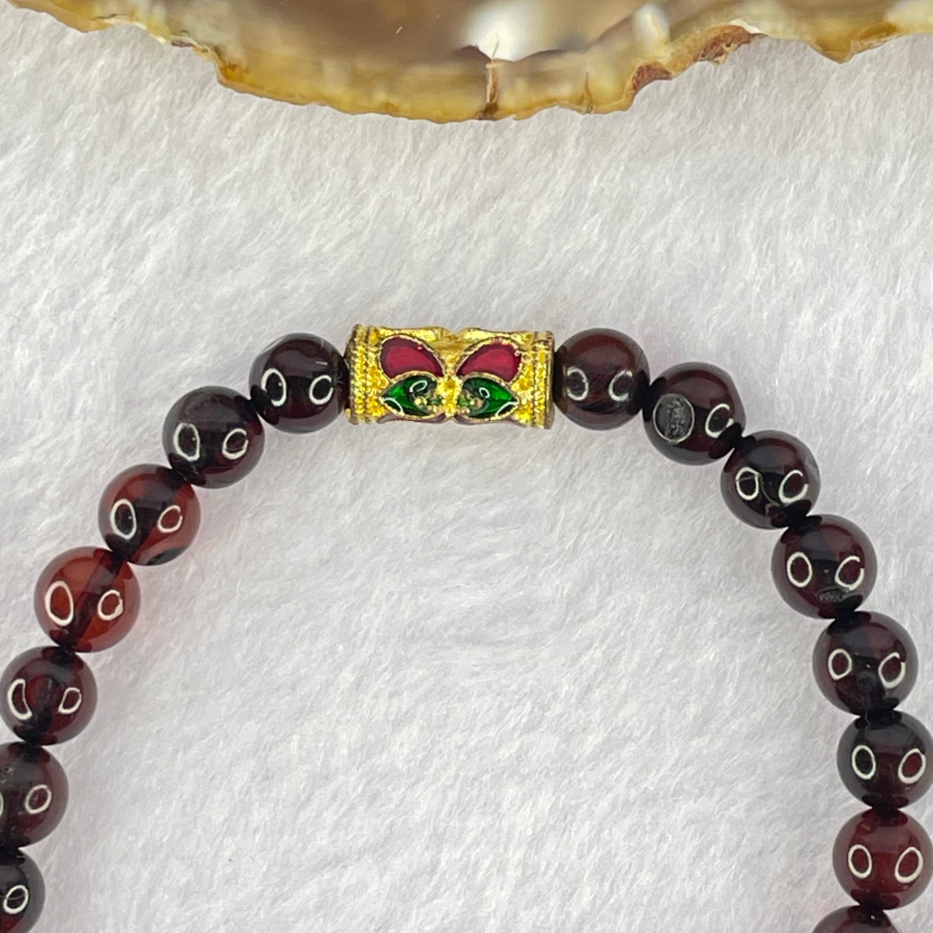 Natural Blood Red Amber Beads Bracelet 5.48g 15.5cm 6.5mm 28 Beads - Huangs Jadeite and Jewelry Pte Ltd