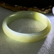 Type A Translucent Semi Icy Jelly Light Green Jadeite Bangle Internal Diameter 56.8mm 45.95g 12.6 by 7.0mm (Very Slight External Rough) - Huangs Jadeite and Jewelry Pte Ltd