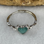 Natural-Blueish-Green-Tourmaline-Heart-Shape-in-S925-Sliver-Ring-1.60g-5.2-by-5.5-by-2.0mm-(Adjustable-Size)