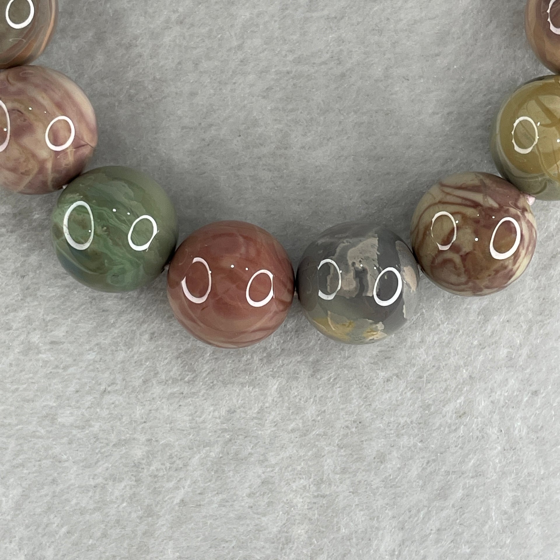 Certified Natural Alashan Agate Pastel Green Beads Bracelet 49.658g 17cm 13.3mm 16Beads - Huangs Jadeite and Jewelry Pte Ltd