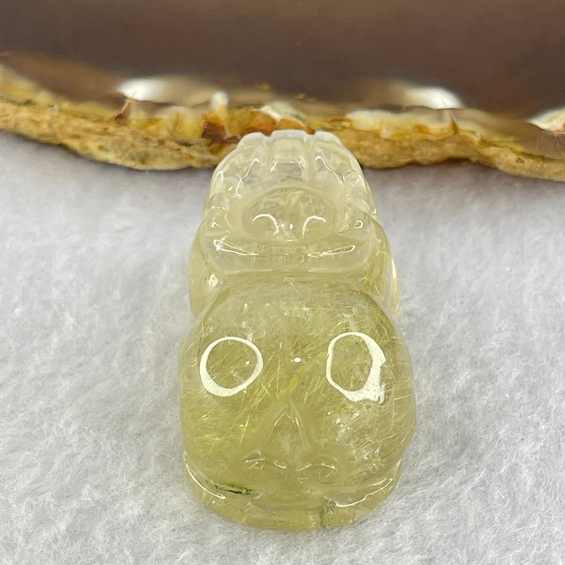 Natural Golden Rutilated Quartz Pixiu Charm 31.44g 43.5 by 22.1 by 19.0mm - Huangs Jadeite and Jewelry Pte Ltd