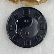 Type A Opaque Black Omphacite Jadeite Yin Yang Coin Pendant 34.30g 49.1 by 9.4mm - Huangs Jadeite and Jewelry Pte Ltd