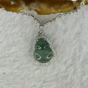 Type A Icy Blueish Green Jadeite Hulu Pendent in S925 Sliver Necklace 3.19g 11.1 by 8.2 by 2.5mm - Huangs Jadeite and Jewelry Pte Ltd