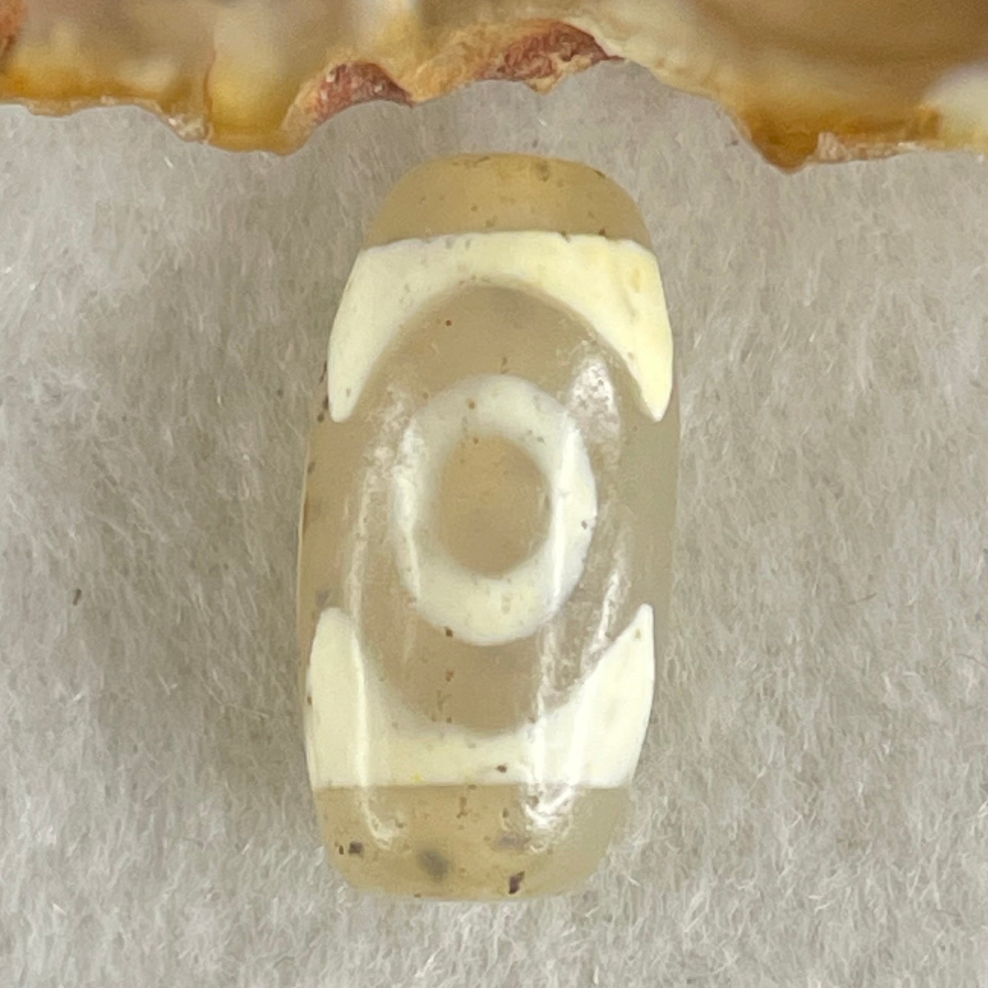 Natural Powerful Tibetan Old Oily Agate 3 Eyes Dzi Bead Heavenly Master (Tian Zhu) 三眼天诛 3.09g 20.2 by 10.2mm - Huangs Jadeite and Jewelry Pte Ltd