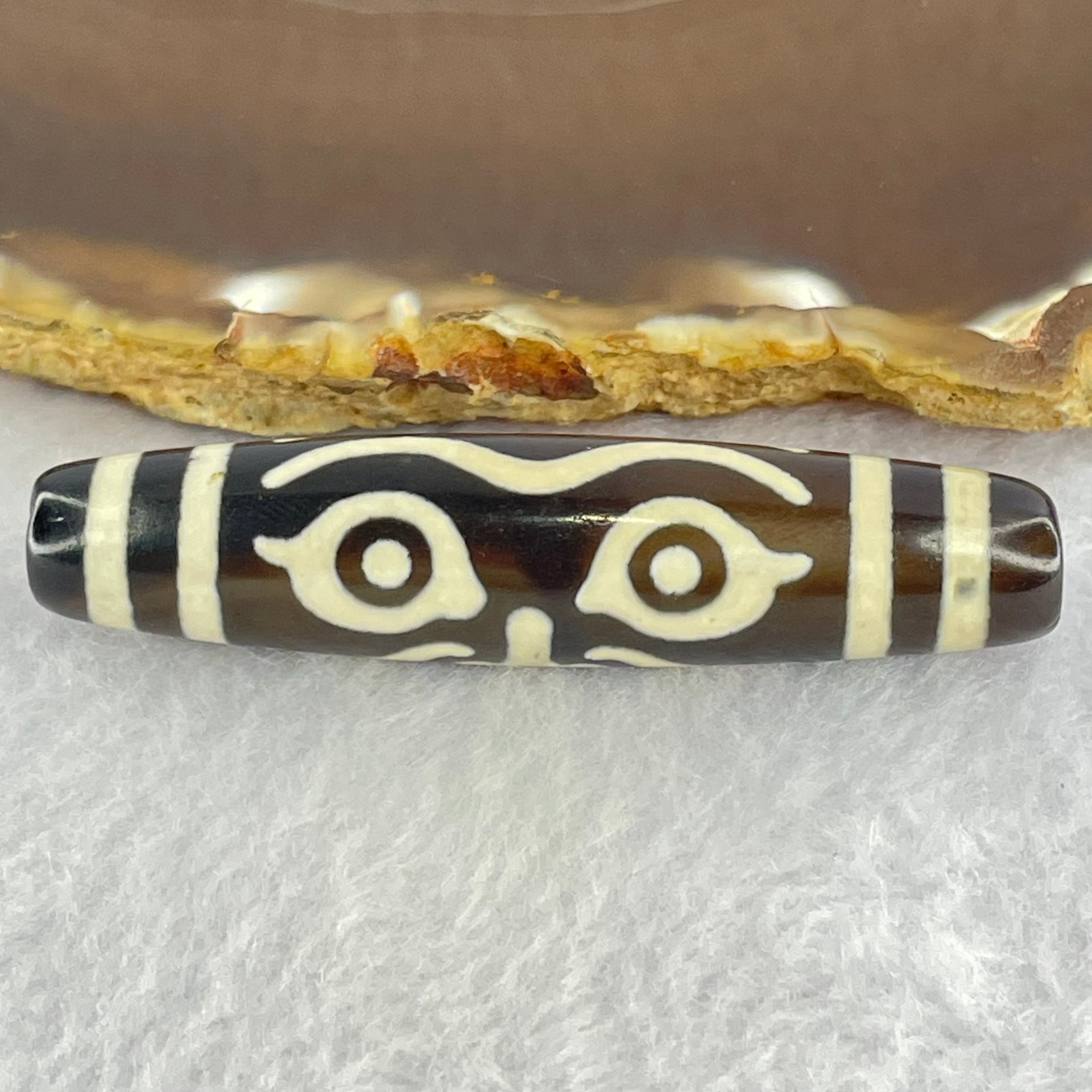 Natural Powerful Tibetan Old Oily Agate Zha Ji La Mu Female Cai Shen Bead Heavenly Master (Tian Zhu) 扎吉拉木女财神天珠 15.59g 58.0 by 13.2mm - Huangs Jadeite and Jewelry Pte Ltd