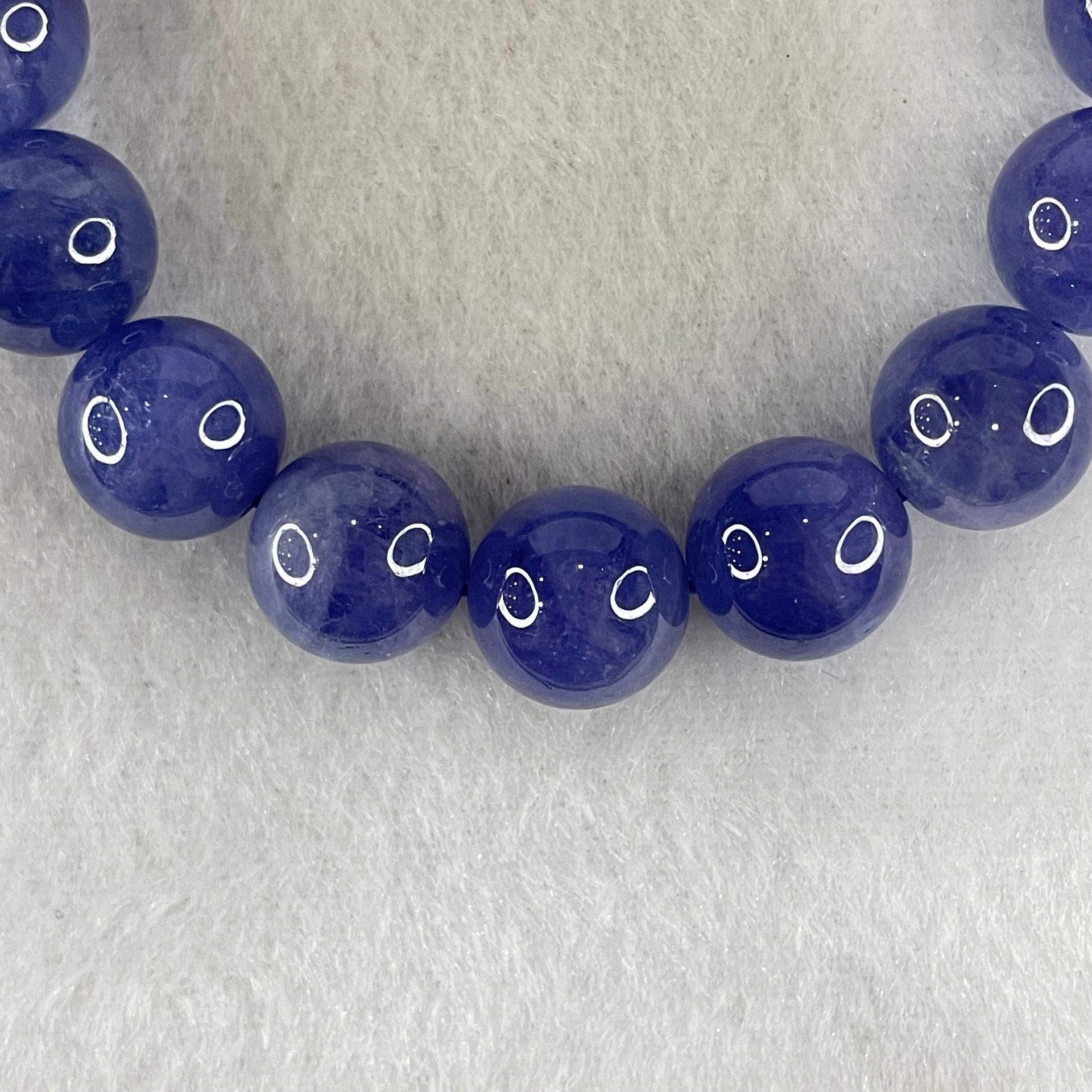 Above Average Grade Natural Blue Tanzanite Beads Bracelet 43.01g 16cm 11.2mm 18 Beads - Huangs Jadeite and Jewelry Pte Ltd