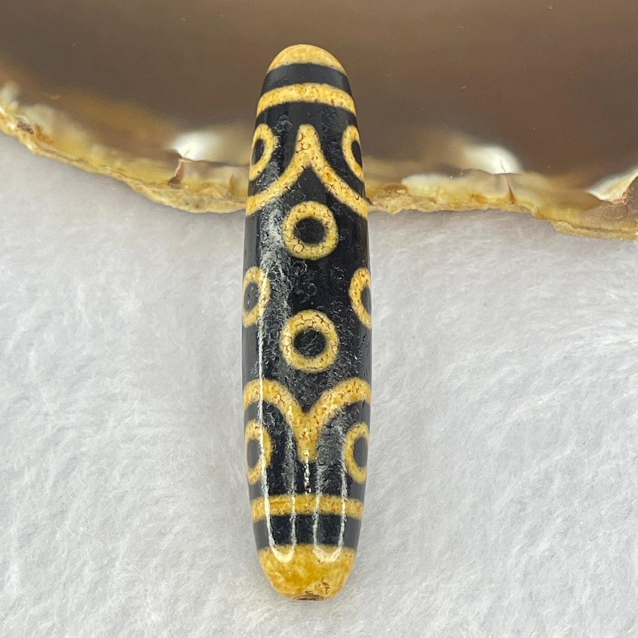 Natural Powerful Tibetan Old Oily Dark and Light Brown Agate 15 Eyes Dzi Bead Heavenly Master (Tian Zhu) 十五眼天诛 14.65g 58.1 by 13.0mm - Huangs Jadeite and Jewelry Pte Ltd