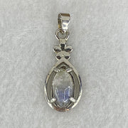 Good Grade Rare Natural Blue Dumortierite Rutilated Quartz in S925 Pendant 2.10g 11.6 by 6.0 by 3.5mm - Huangs Jadeite and Jewelry Pte Ltd
