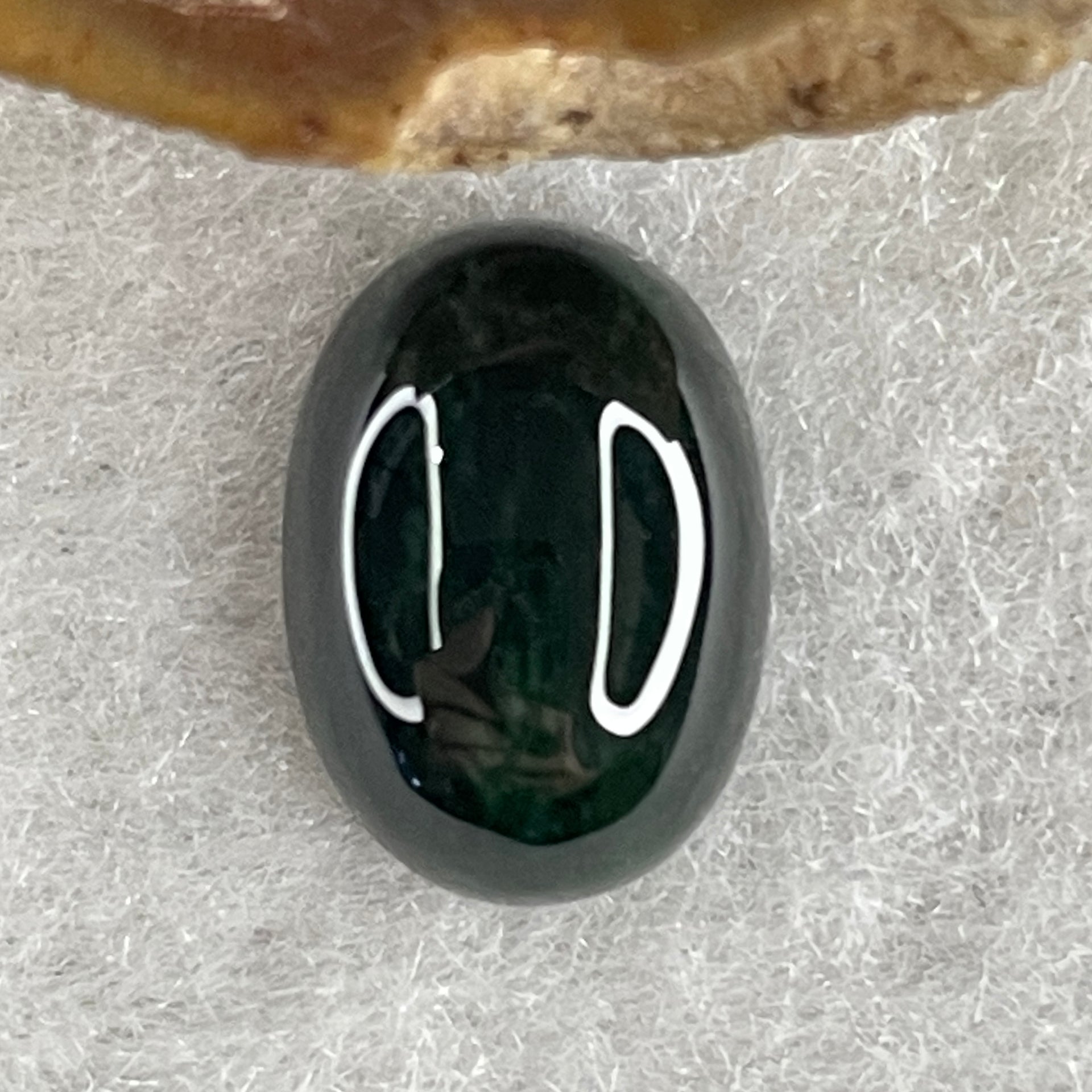 Type A Translucent Black Omphacite Jadeite Round Cabouchon Stone For Setting 1.06g 12.7 by 9.0 by 4.7mm - Huangs Jadeite and Jewelry Pte Ltd