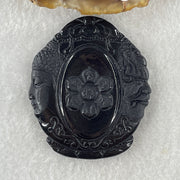 Type A Opaque Black Omphacite Jadeite Good Vs Evil Om Mani Padme Hum Pendant 33.00g 50.8 by 43.2 by 8.0mm - Huangs Jadeite and Jewelry Pte Ltd